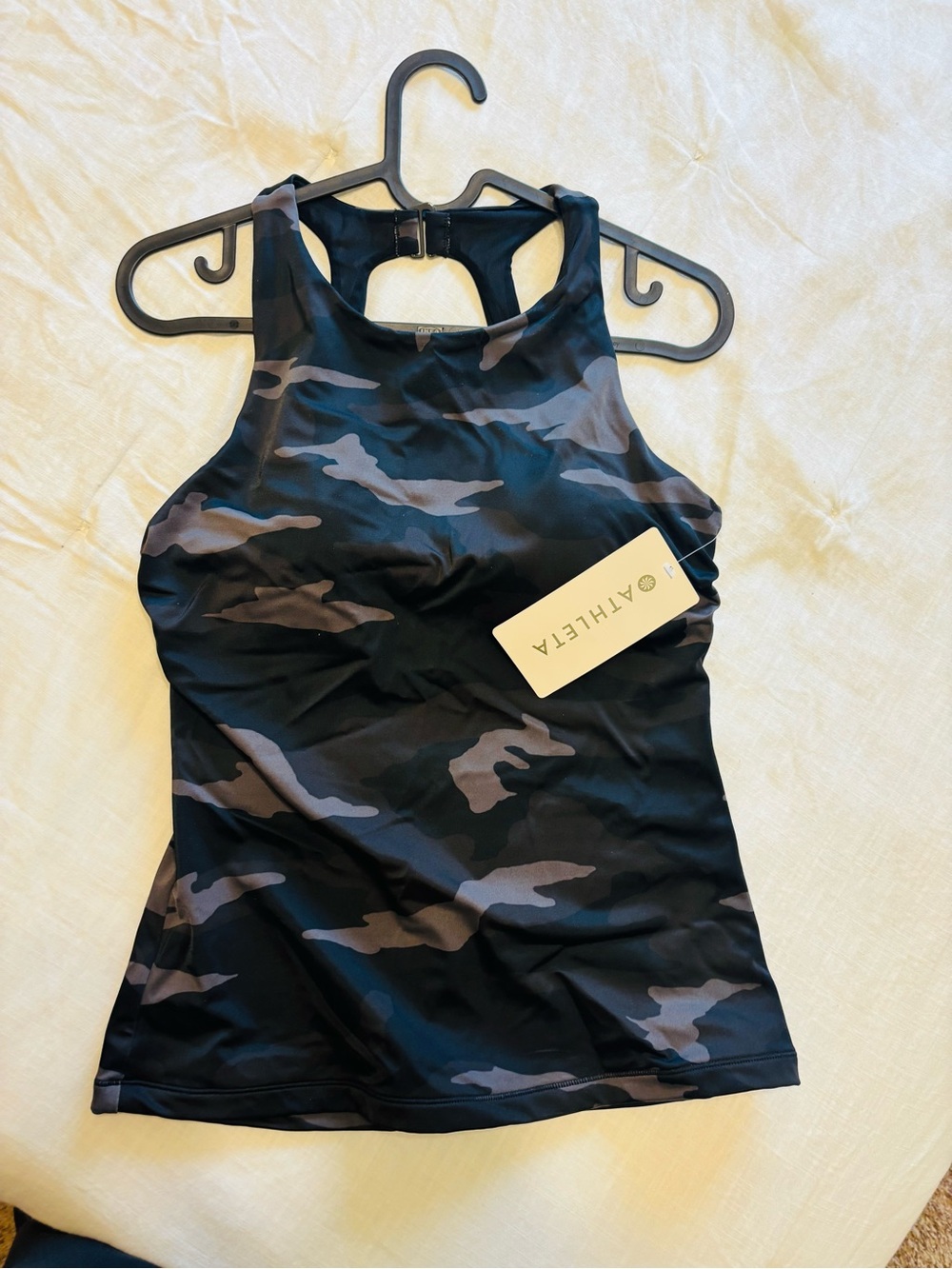 ATHLETA Black & Gray Camo Racerback Tankini